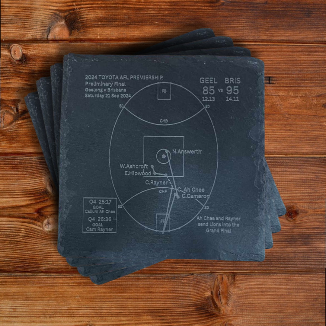 Brisbane Lions Premiers 2024 - Slate Coasters (Set Of 4)