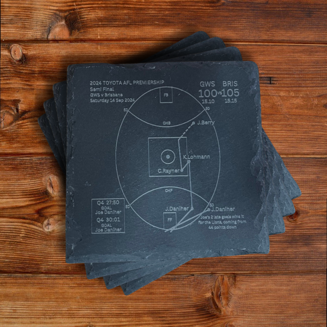 Brisbane Lions Premiers 2024 - Slate Coasters (Set Of 4)