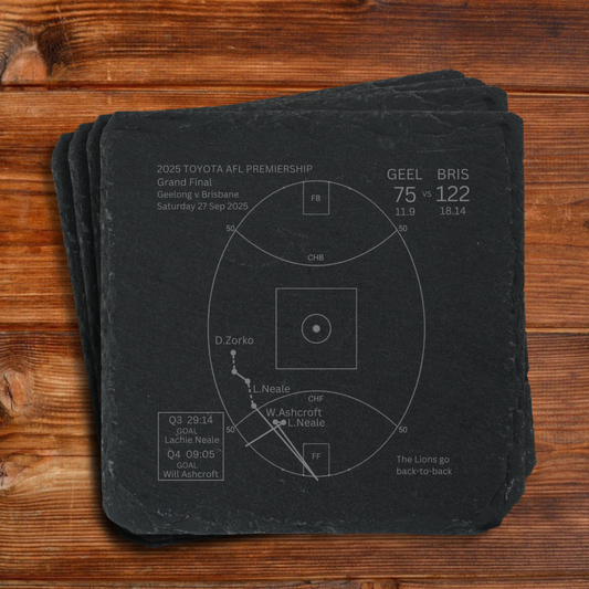 Brisbane Lions Premiers 2025 - Slate Coasters (Set Of 4)