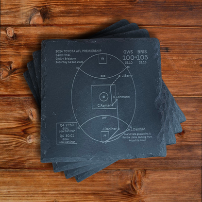 Brisbane Lions Premiers 2024 - Slate Coasters (Set Of 4)